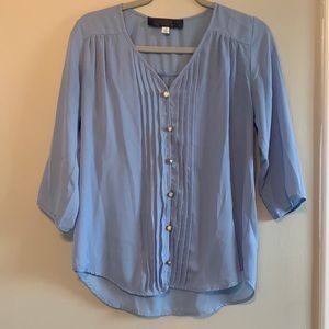 Blue Rain Light Blue Three Quarter Sleeve Blouse